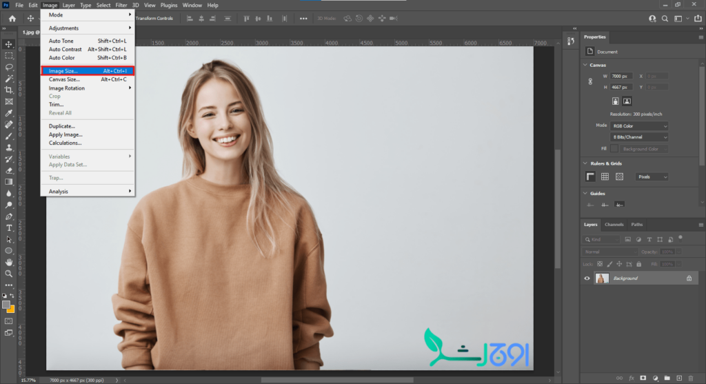 تغییر سایز عکس در فتوشاپ